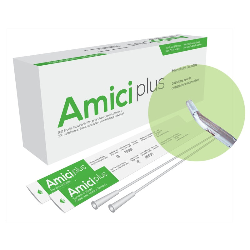 Amici Plus Tiemann Tip intermittent catheter, 12 French, SKU 5712