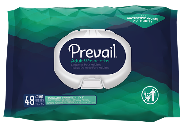Prevail Fragrance-Free Adult Washcloths package