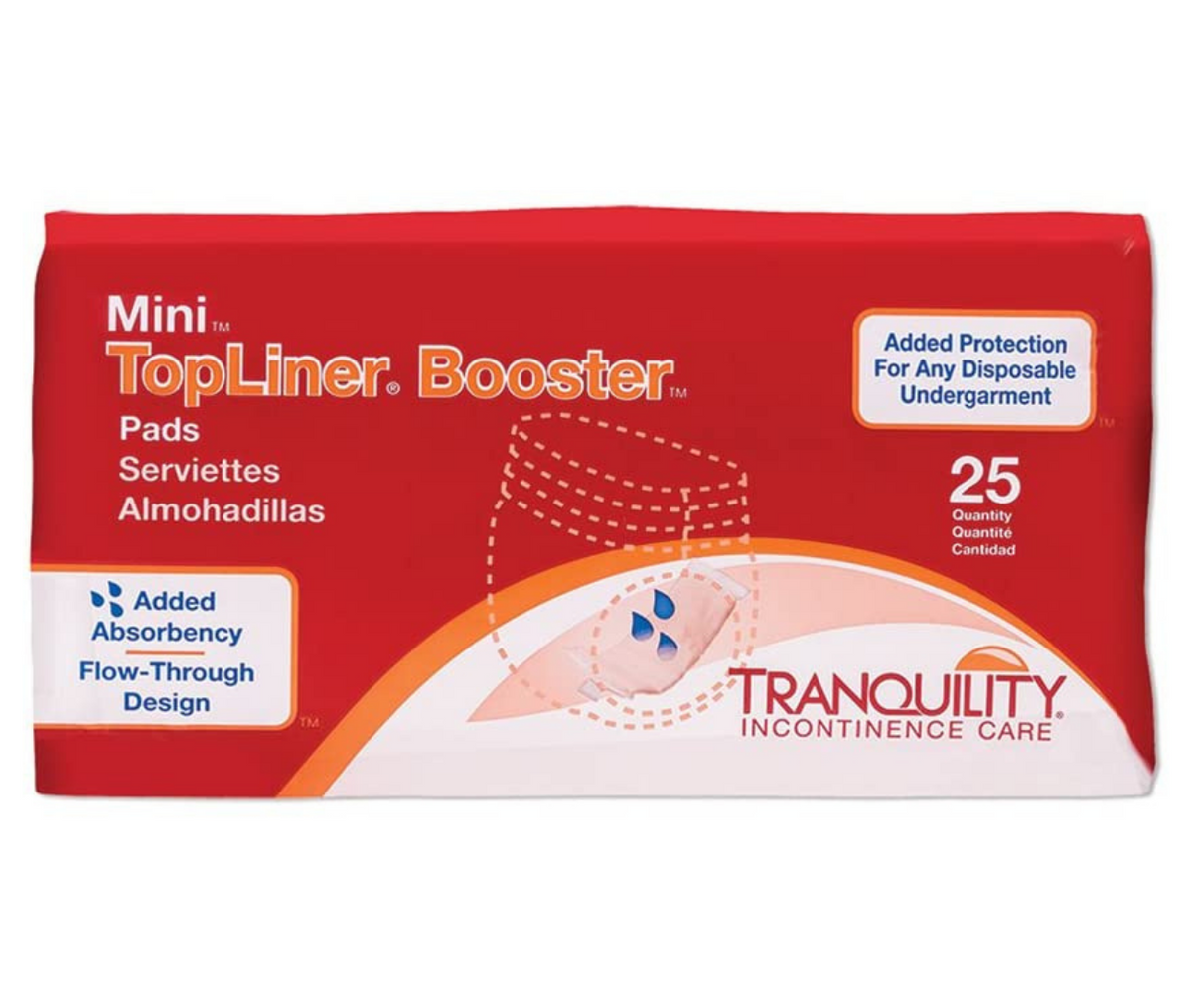 Tranquility TopLiner Mini Booster Pads — 25-pad package