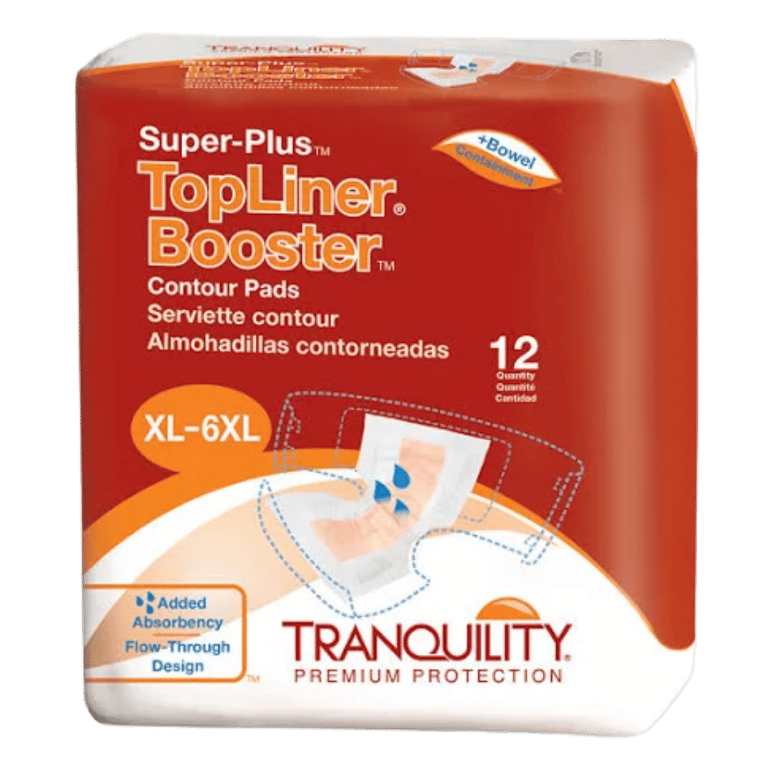 Tranquility TopLiner Super-Plus Contour Booster Pads — 12-pad package