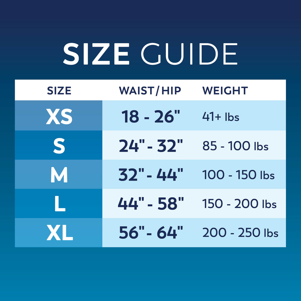Tranquility ATN briefs size guide XS through XL