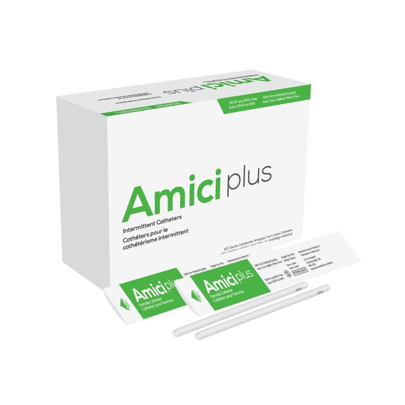 Amici Plus 7-inch female intermittent catheter, 14 French, SKU 5614