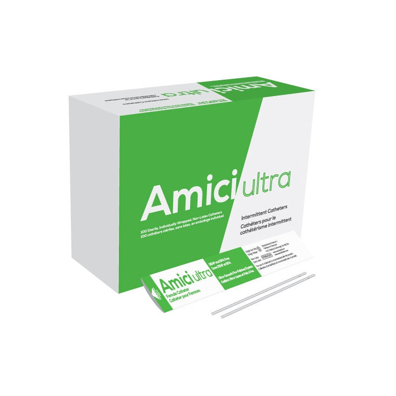 Amici Ultra 7-inch female intermittent catheter, 8 French, SKU 7608