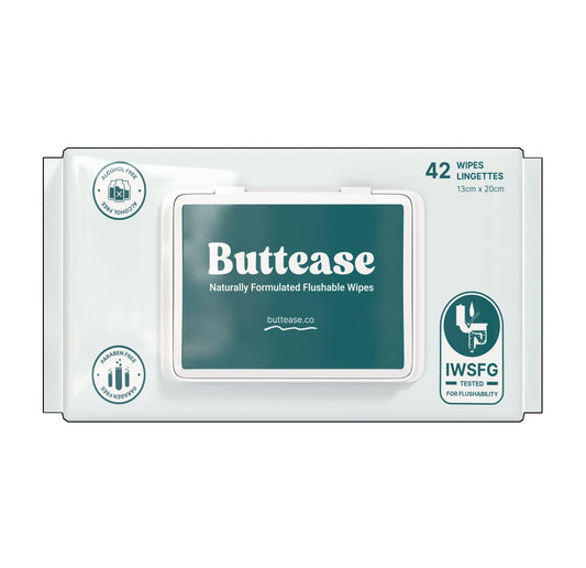 Buttease Naturally Formulated Flushable Wipes – package of 42