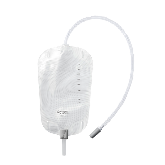 Conveen Security+ 750 mL leg bag with clamp outlet