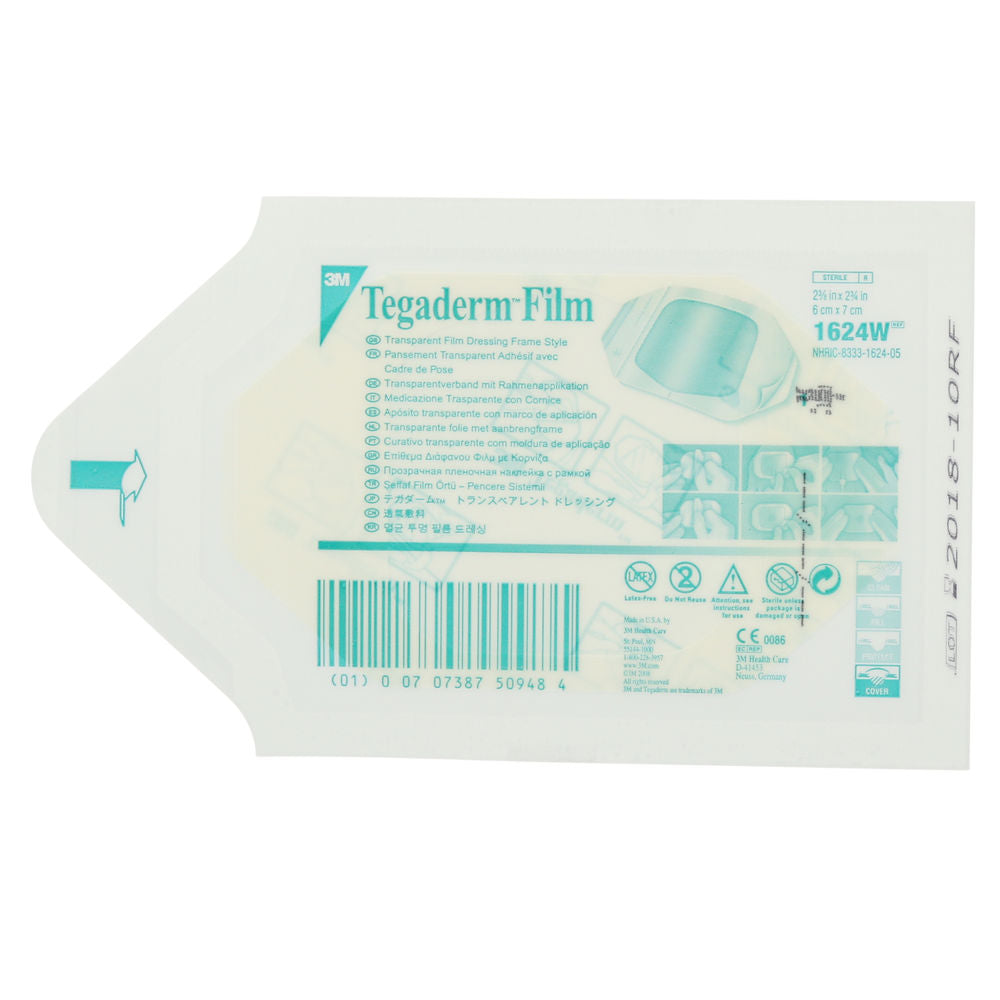 3M Tegaderm 1624W sterile transparent film dressing, 6 × 7 cm