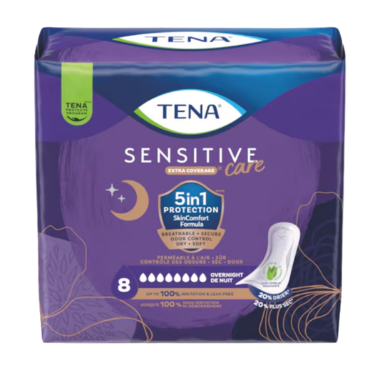 TENA Sensitive Care Extra Coverage Overnight Incontinence Pads — 28-pad package