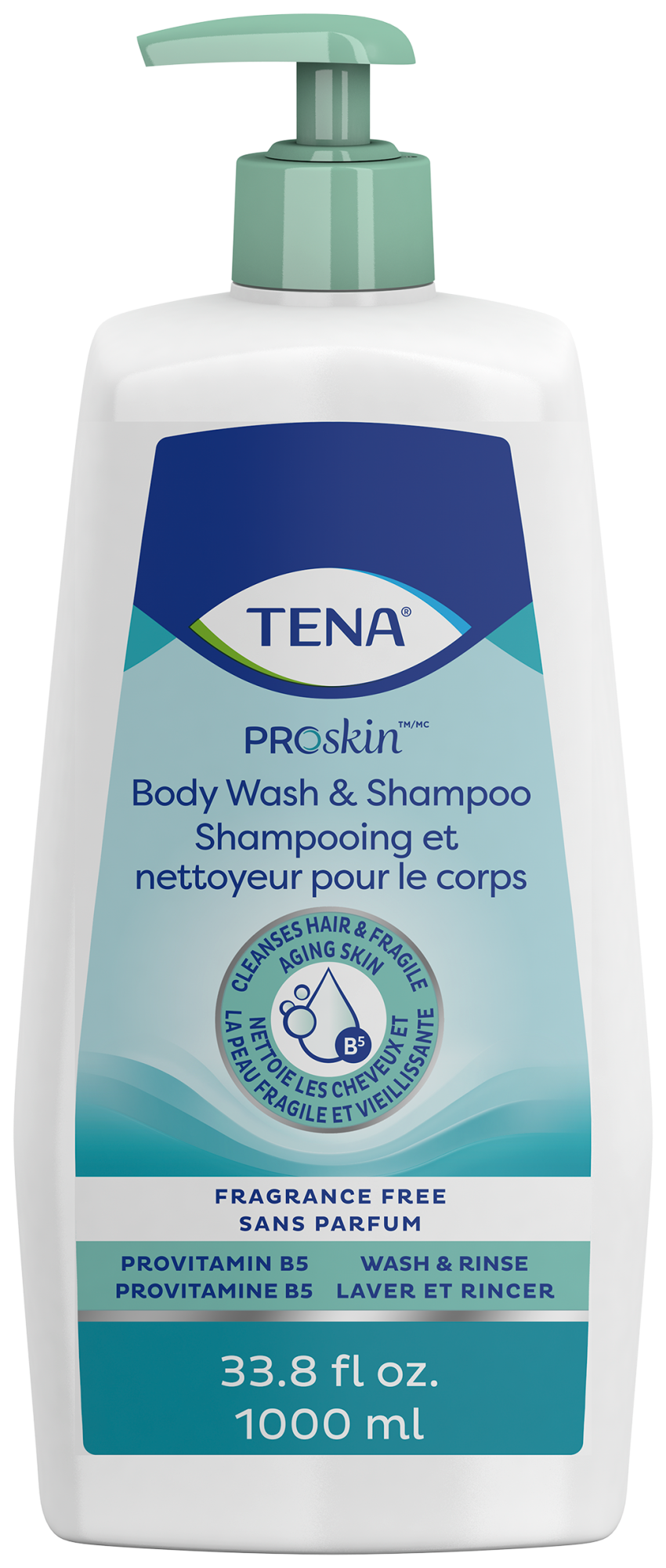 TENA ProSkin Body Wash & Shampoo Fragrance Free 1000 mL