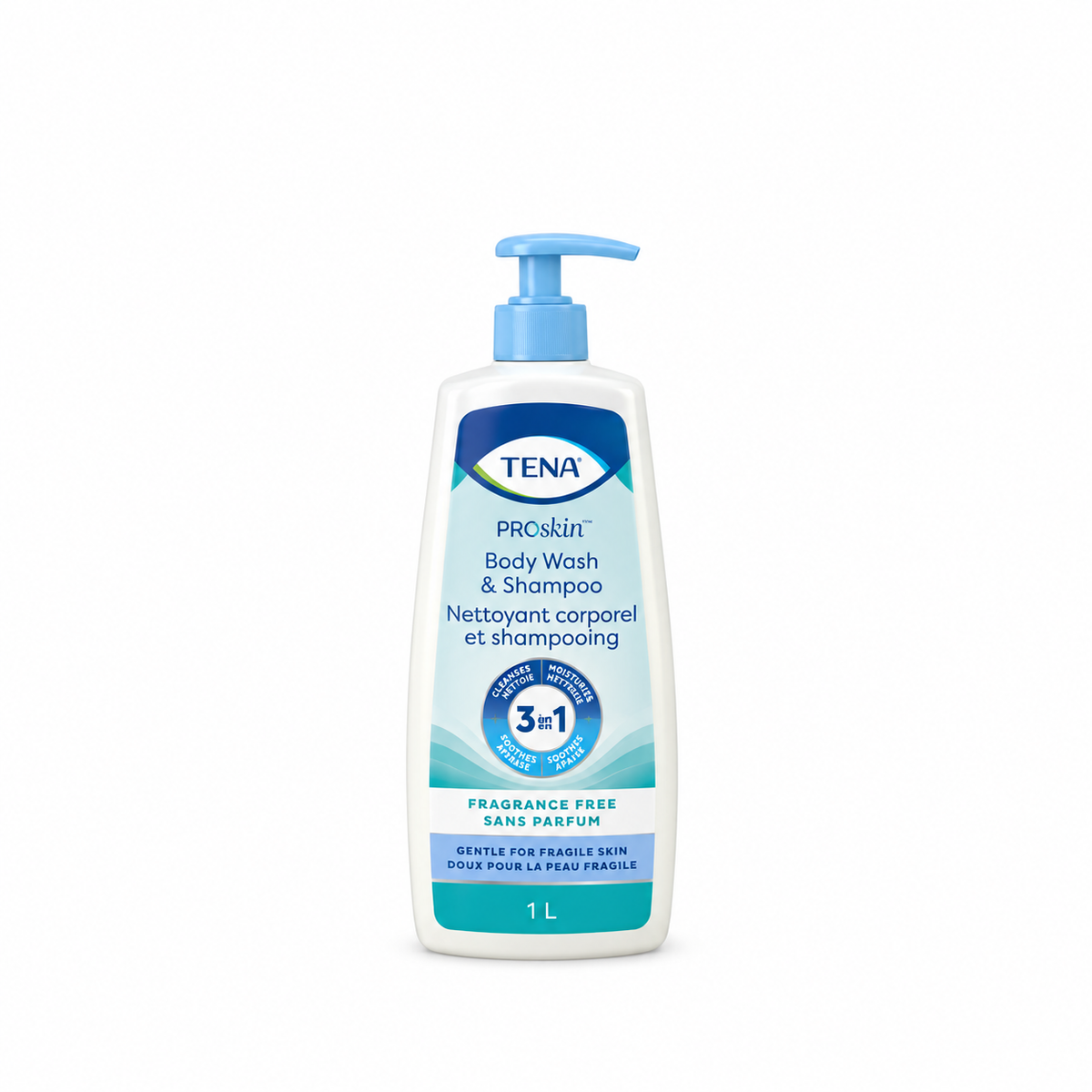 TENA ProSkin Body Wash & Shampoo Fragrance Free 1L