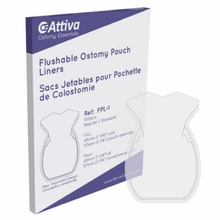 Attiva flushable ostomy pouch liners