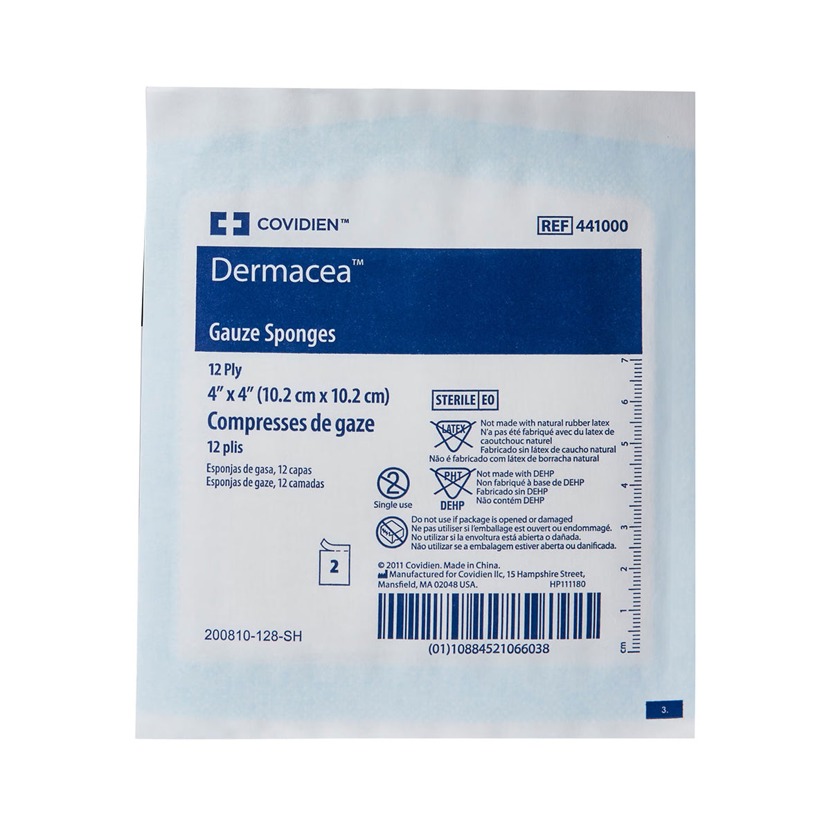 Dermacea sterile 12-ply woven gauze sponge package, 4 x 4 in