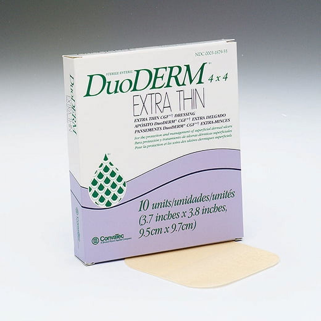DuoDERM Extra Thin Hydrocolloid Dressings — 4 × 4 in, Box of 10