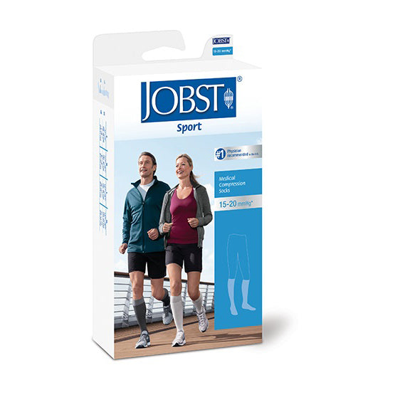 JOBST Sport Knee-High Compression Socks — Large, Black, 15–20 mmHg