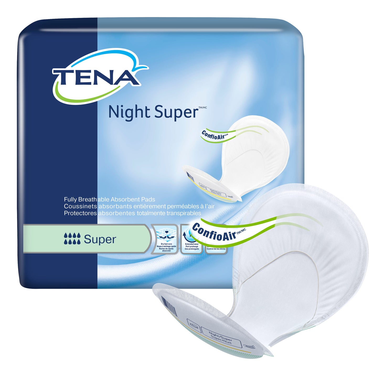 TENA ProSkin Night Super, Fully Breathable Large Absorbent Pads